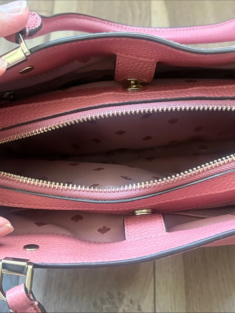 kate spade Rose deep Pink Pebbled Leather Satchel/crossbody with Wallet